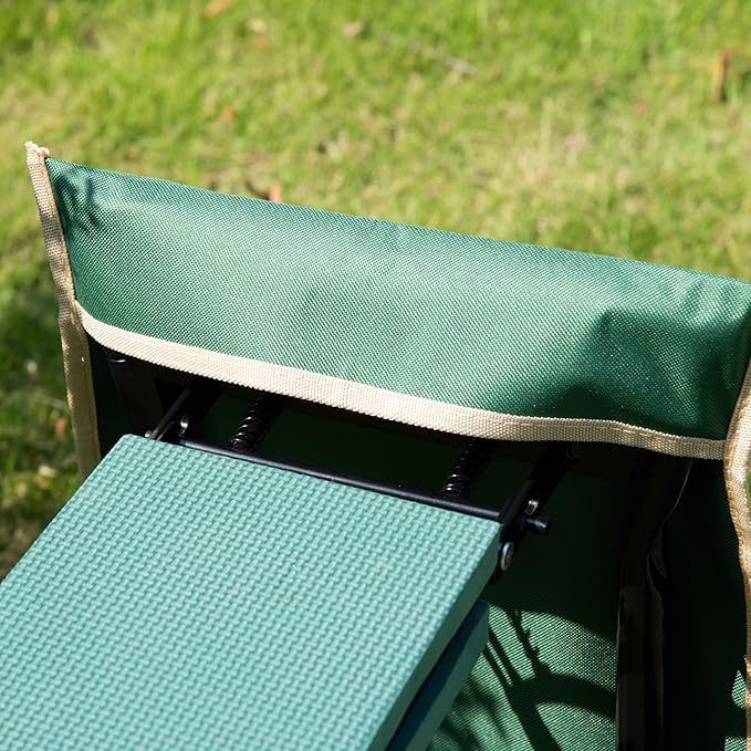 Outsunny Garden Kneeler Seat Stool Bench Kneeling Pad and 1 Large Side Tool Pouch & Easy Folding Design for Transport & Storage