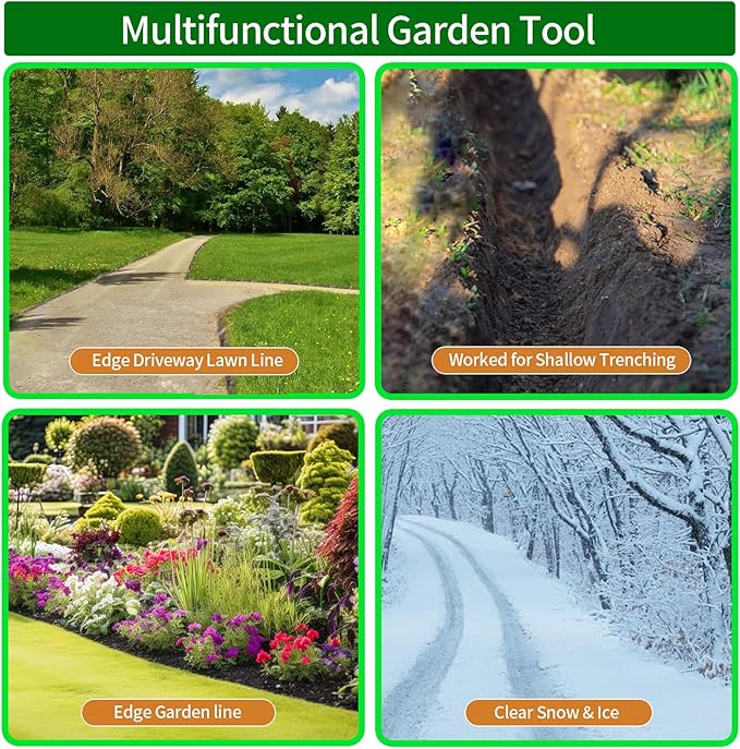 Half Moon Edger Lawn Tool,Manual Lawn Edgers with T-Grip Handle,Saw-Tooth Lawn Edging Tool for Landscaping, Manual Step Edger for Grass, Borders Sidewalks, Driveways, Gardens,38-Inch