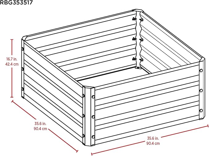 Arrow Sheds GrowIT Galvanized Steel Raised Flower and Plant Bed for The Garden or Greenhouse, 36" x 36" x 17"