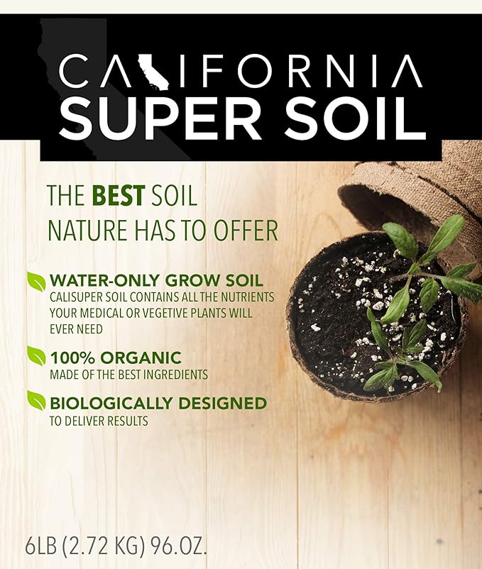 California Hot Soil Premium 100% Organic Super Soil Kit, 18+ Nutrient Blend - No Need for Nutrients or Plant Food Ever - Includes (2) 6 Lbs Bag of CaliHotSoil, (4) 3-Gallon Pots, (5) Rapid Rooters
