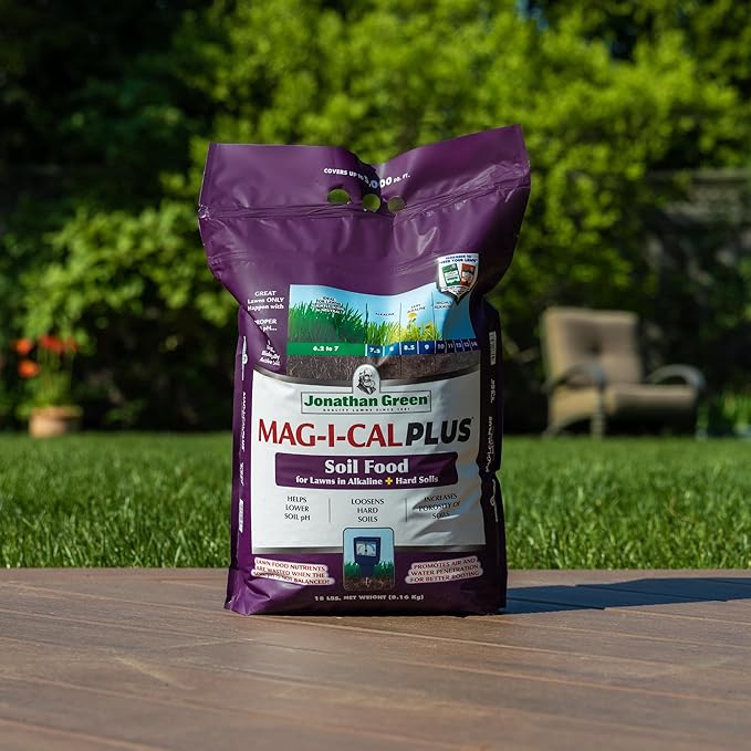 Jonathan Green (11356 Mag-I-Cal Plus Soil Food for Lawns in Alkaline & Hard Soils - Soil Amendment for Grass (5,000 Sq. Ft.), No Size, Brown
