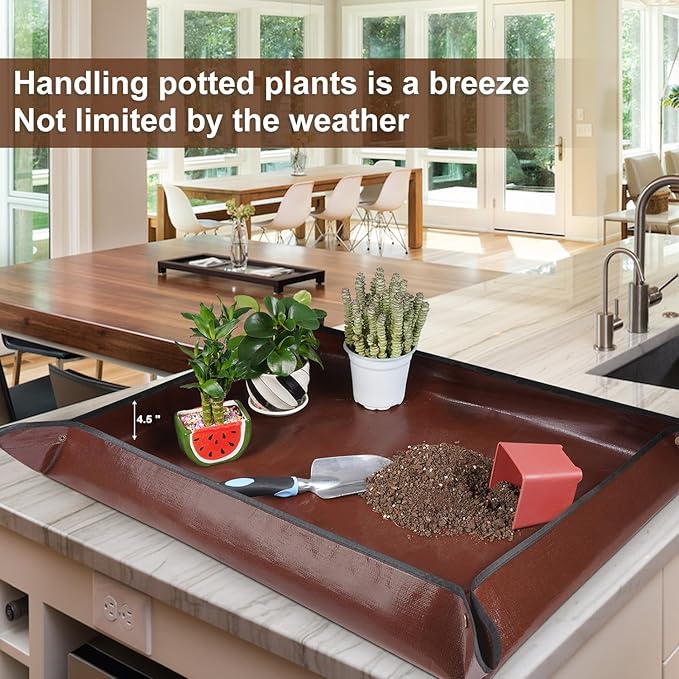 39.5"x 31.5" Large Repotting Mat for House Plant Transplanting and Potting Soil Control Portable Gardening Tray Plant Gifts for Plant Lovers