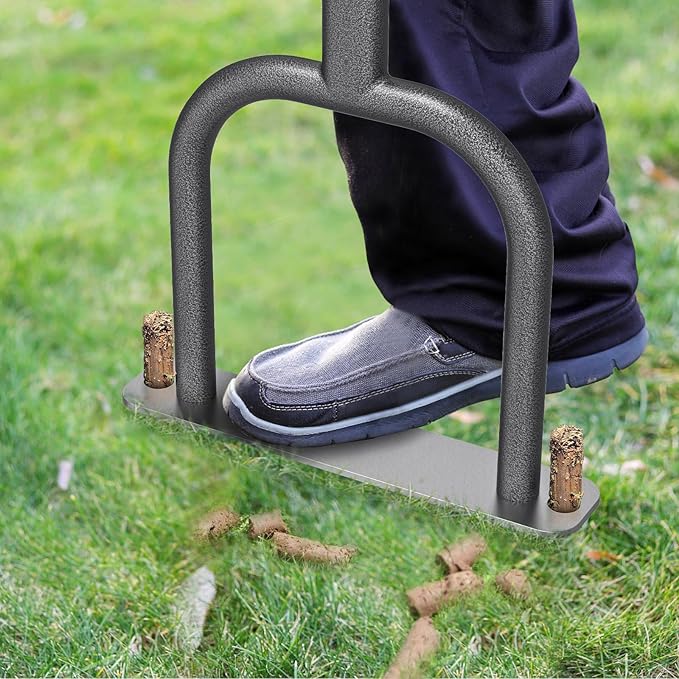 Dolibest Lawn Coring Aerator, Stainless Steel 2 Corer Plug Aerator Tool with Soft Rubber Grip, Manual Grass Aerating Tool, Garden Tool & Cleaning Hand Tool for Loosening Soil and Improving Lawn Health