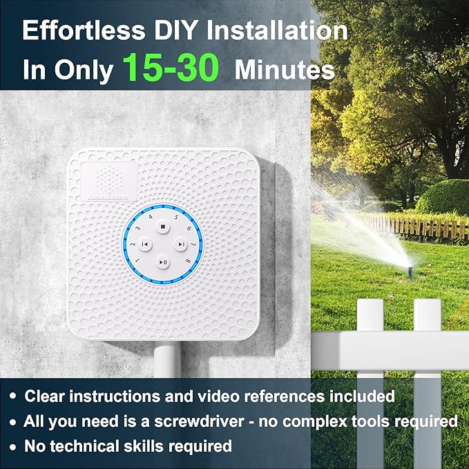 ImoLaza ET Master 4th Gen Smart Sprinkler Controller: Upgraded 8-Zone WiFi Irrigation Controller with Automated Watering, App Control, Smart Weather Skips and Fault Alerts