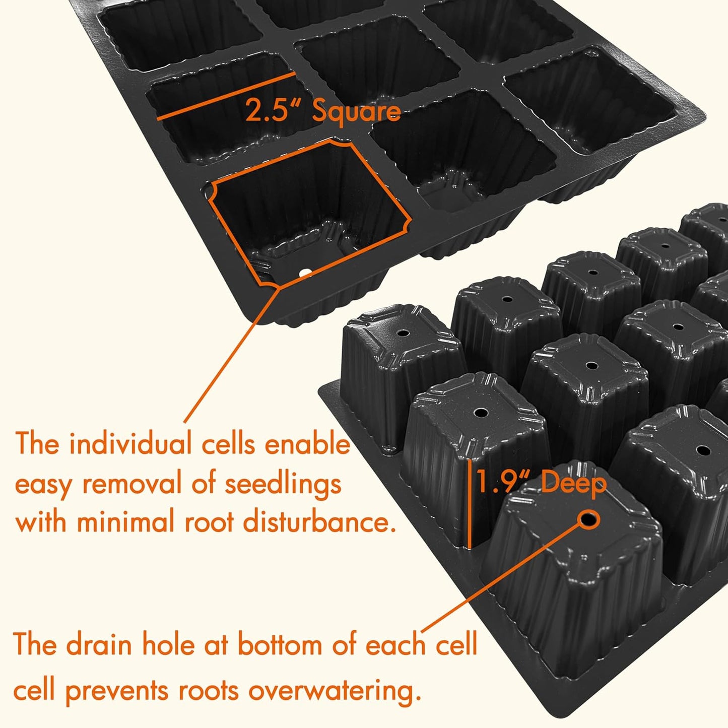 Gardzen 5-Pack Seed Starter Kits, Reusable Plant Germination Trays with Total 75-Cell, Seed Starter Tray with Humidity Vented Domes and Bases for Starting Vegetable Flower Herb Seeds 15" x 9"