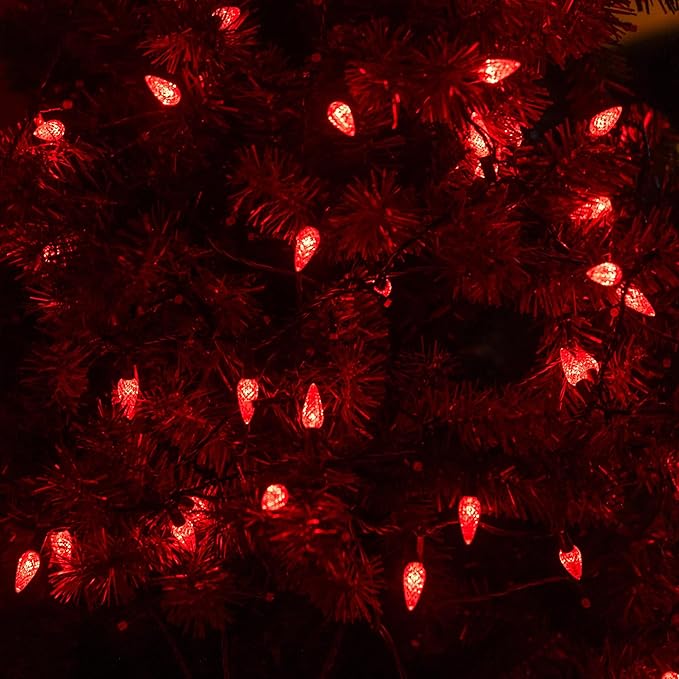 Dazzle Bright C6 Christmas String Lights, 200 LED 66 FT Waterproof Connectable String Lights with Timer, 8 Modes Christmas Lights for Indoor Outdoor Home Garden Yard Xmas Tree Decoration (Red)
