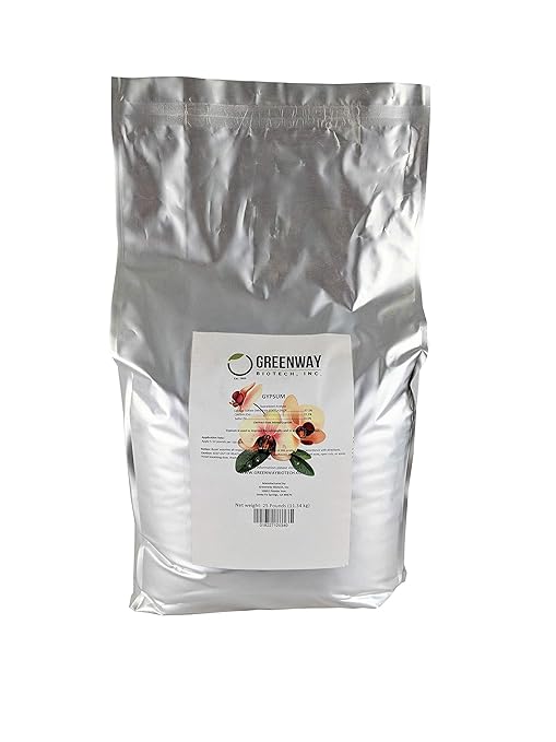 Greenway Biotech Gypsum Powder Calcium Sulfate to Improves Soil Drainage and Soil Water Relations- 100% Water Soluble Contains 97% Calcium Sulfate Dihydrate, 22.5% Calcium, and 18% Sulfur (25 Pounds)
