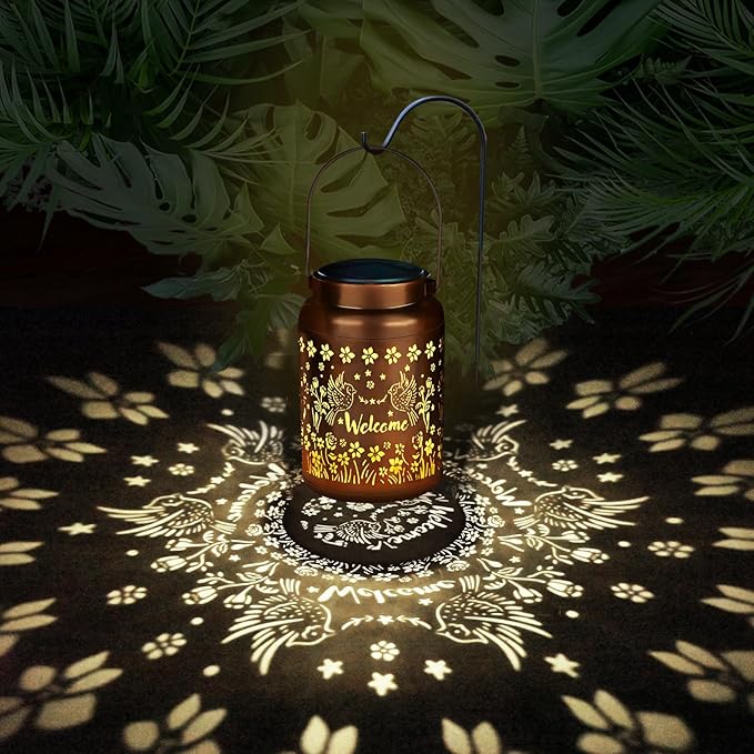 Cardinal Solar Lanterns Outdoor Waterproof Garden Decor Birthday Gifts for Women Mom Grandma Metal Hanging Hummingbird Solar Lights for Outside LED Lanterns for Yard Patio Lawn Pathway Landscape