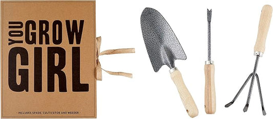 Santa Barbara Design Studio Garden Tools Pure Design Cardboard Book Gardening Essentials Gift Set, 3-Pieces, You Grow Girl Set