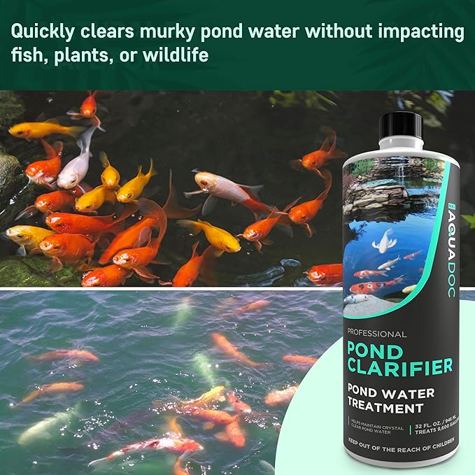 Pond Clarifier - Fish-Friendly Koi Pond Water Clarifier to Quickly Clear Murky Pond Water and Remove Pond Sludge with Natural Enzymes - Fish Pond Water Treatment - AquaDoc Pond Supplies