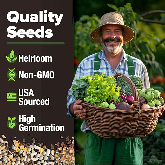 HOME GROWN 12 Fall Vegetable Seeds - USA Heirloom Non GMO Fall & Winter Vegetable Seeds for Planting Home Garden: Beets, Broccoli, Cabbage, Kale, Onion, Peas, Pumpkin, Turnip, Lettuce & More