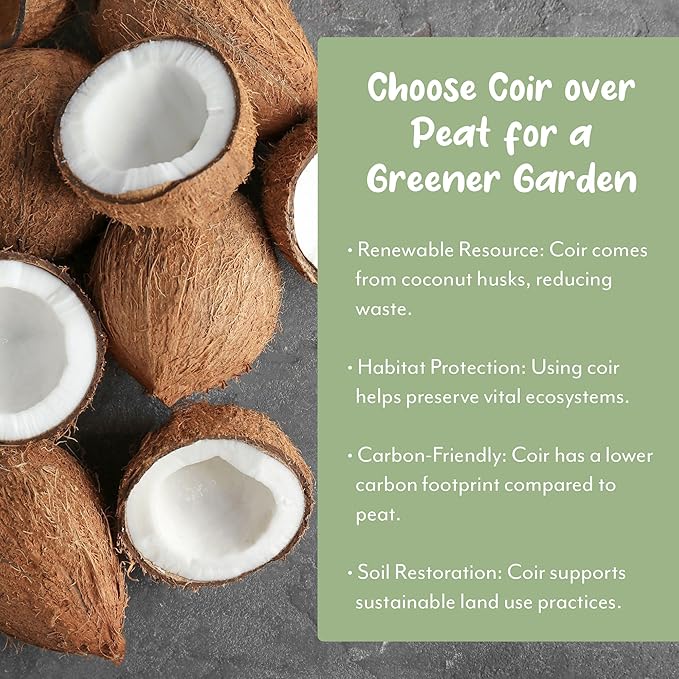 Loose Coco Coir Chips Mulch and Soil Amendment (1 Quart); Premium Coconut Coir Substrate for Plants and Container Gardening