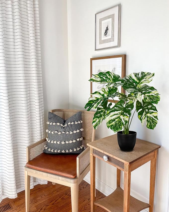 Hollyone Artificial Monstera Plant 17" Faux Monstera Deliciosa Plant in Black Pot Fake Swiss Cheese Tropical Plant Potted for Indoor Outdoor Floor Home Office Living Room Decor, 2 Pack