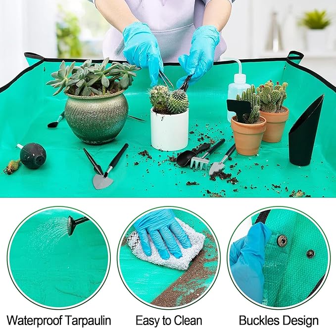 20 pcs Succulent Tool Set - 39.4" Indoor Plant Repotting Mat and 19 Pcs Mini Succulent Hand Tools, Garden Flower Plants Transplanting Supplies for Christmas Holiday Gardening Gifts Outdoor, Green