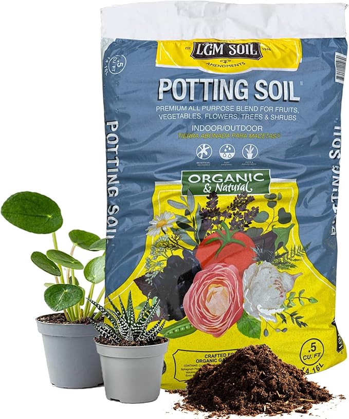 LGM Soil All-Purpose Potting Soil Mix - Organic Houseplant Soil - Natural Potting Mix for Indoor & Outdoor Plants - Potting Soil for Gardening - Ideal for Rooting Cuts & Germinating Seeds (0.5 Cu Ft)
