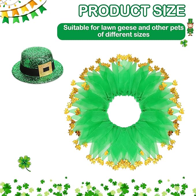 St. Patrick's Day Porch Goose Outfit 23"/ 17'' Statue Tuxedo Bandana Top Hat Cloth for Goose Lawn Decoration(Collar)