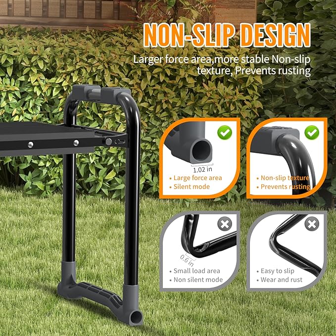 Garden Kneeler and Seat, Wider and Thicker Kneeling Pad Heavy Duty Gardening Stool with Gardening Tool Pouch and Bag, Garden Bench Gifts for Seniors