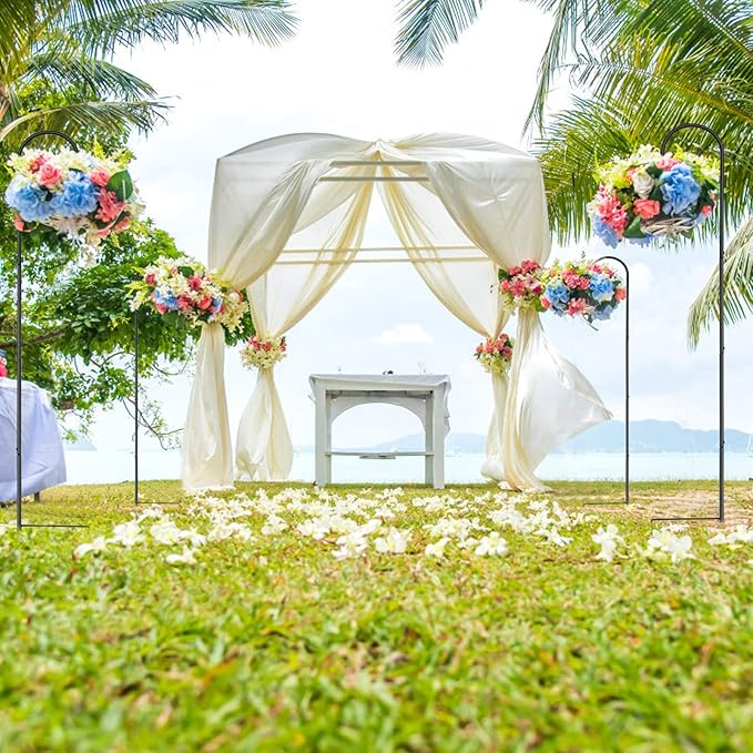 GOFORWILD Shepherd’s Hooks 4 Pack Black, 65 inches Tall, Made of Premium Metal for Garden Decor, Plant Hanger, Lantern Hook, Garden Stake and Wedding Decor, 7016