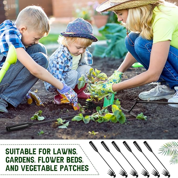 10 Pcs Weed Puller Tool Garden Weed Pulling Tool Portable Garden Weeder Tool 4 Teeth Durable Garden Weed Pulling Tool Hand Weeder Tool for Vegetable Gardening Backyard Farm Planting Weeding