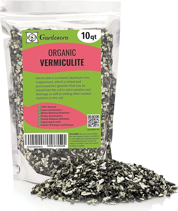 Gardenera's Horticultural Vermiculite for Healthy and Happy Plants - Lightweight, Non-Toxic and Perfect for Improved Soil Aeration - 10 Quart