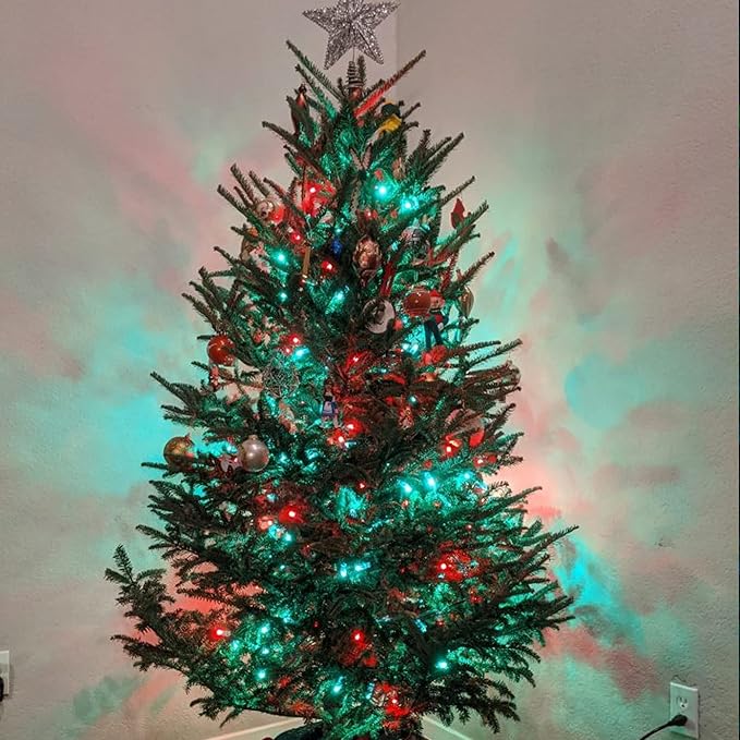 Dazzle Bright Red and Green Christmas String Lights, 300 LED 100 FT Connectable Waterproof String Lights Green Wire with 8 Modes, Xmas Vintage Decorations for Indoor Outdoor Party Yard Garden Decor