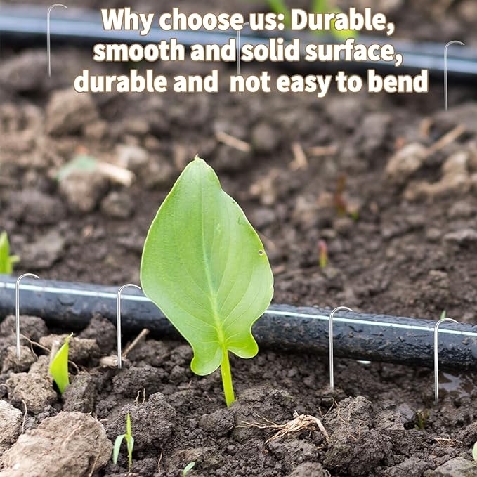 110/200pcs Irrigation Drip Tubing Landscape Staples J Shape Lawn Stakes 5 inch Length Drip Anchors Landscape Pins for Drip Tubing (110)