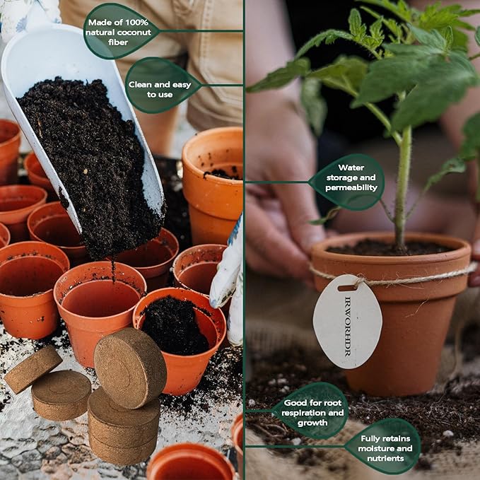 56 Pcs 30mm Compressed Coconut Coir Potting Soil,Coco Coir Pellets for Plants,Coco Fiber Pellets for Planting, Garden, Bonsai, Vegetables & Flower