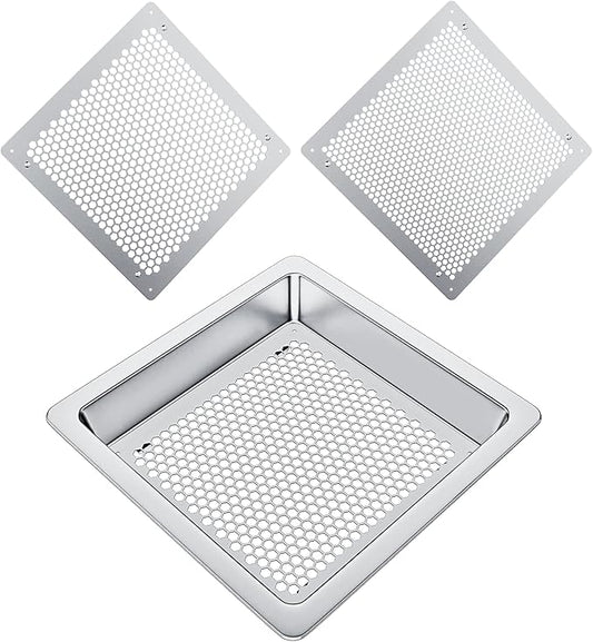 Soil Sifter Strainer Sift Screen Composter - Stainless Dirt sifter,16"Rock Sifter,Bonsai Sifter for Gardening,Metal Soil Sieve Set,2 Interchangeable net Compost Sieve,Substitute Wooden Garden Sifter.