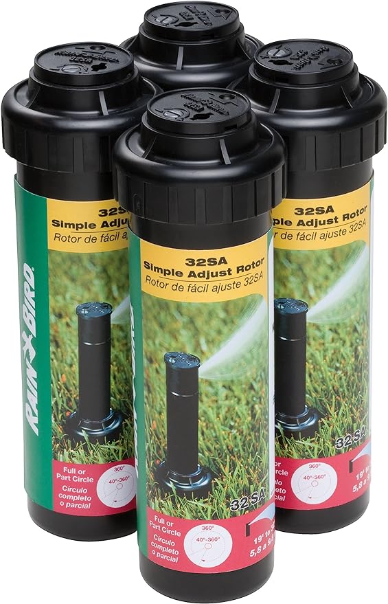 Rain Bird 32SA/4PKS Simple Adjust 32SA Gear Drive Rotor, Adjustable 40° - 360° Pattern, 19' - 32' Spray Distance, 4-Pack