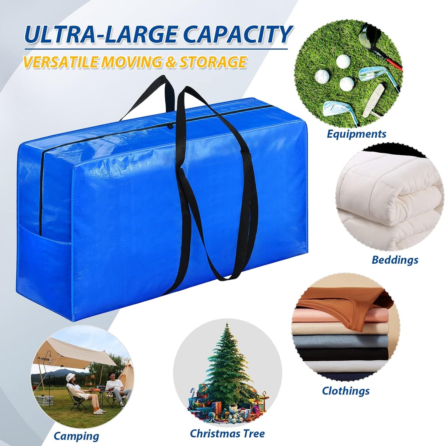 168 Gallon Extra Large Storage Bags, Zippered Outdoor Cushion Furniture Storage Bag with Handles,Jumbo Large Moving Bags Heavy Duty, Christmas Tree Bag, 65x30x20 inch - 2PACK