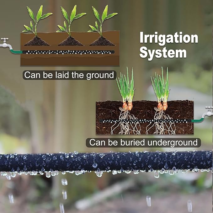 Durable Soaker Hose for Garden: 1/2" Diametere with Drip Irrigation Fittings Kit - Save 70% Water For Lawn/Flower beds/Vegetable (50FT)