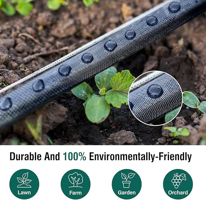 Soaker Hose 25ft for Garden Beds, Drip Irrigation Hose Saves 80% Water, Leak Proof Sprinkler Hose For Garden, Lawn, Flower Bed, Vegetable Field (25FT)