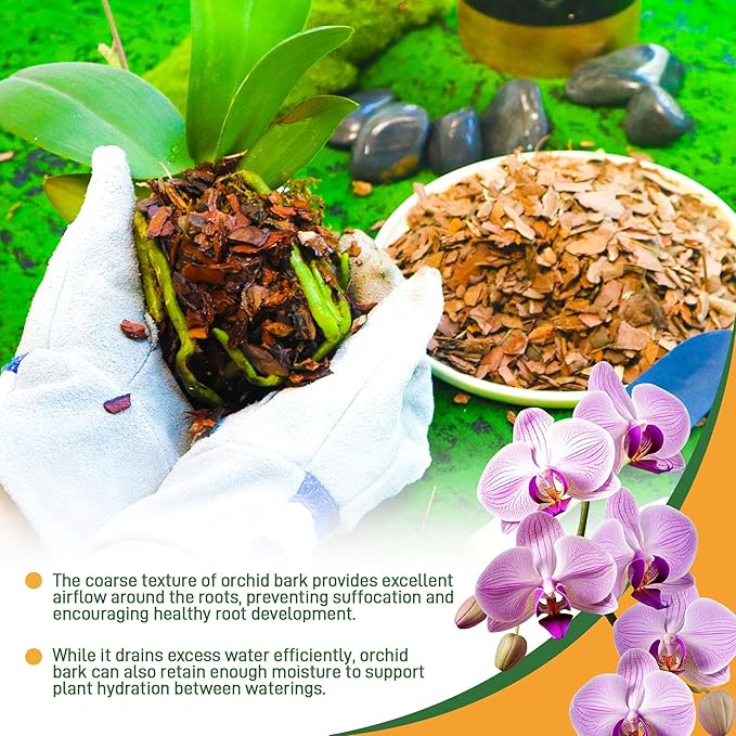 18qt Orchid Bark Horticultural Grade- Natural Mulch for Potted Plants, Root Development of Orchid Plants and Garden Soil Amendment Mix