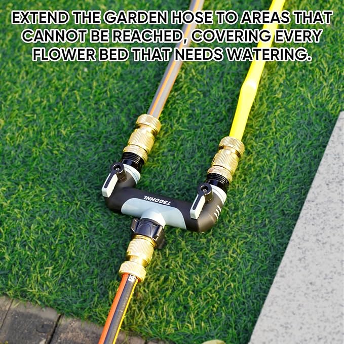 3/4-Inch Garden Hose Splitter, Outdoor Faucet Adapter, Patio Hydrant Manifold - Designed for Multiple Irrigation System Sprinkler Timers, 2-Way Hose Bib Valve-gray