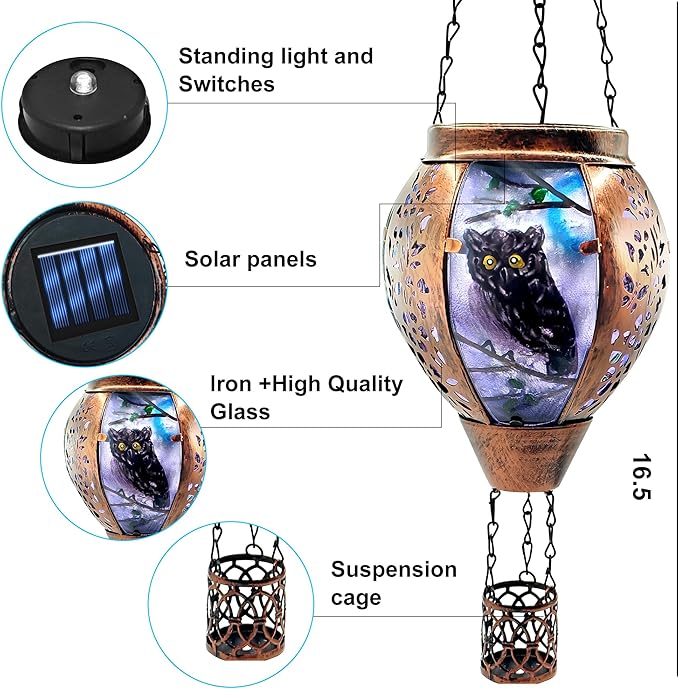 Solar Hot Air Balloon Lantern Warm White Light, Solar Hot Air Balloon Waterproof Lantern, Suitable for Garden Farmhouse Decoration (GardenGnome2pcs)