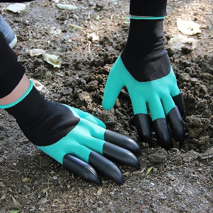 Garden Gloves with Fingertips Claws Quick– Great for Digging Weeding Seeding Poking -Safe for Rose Pruning Best Gardening Tool Best Gift for Gardeners (Double Claw)
