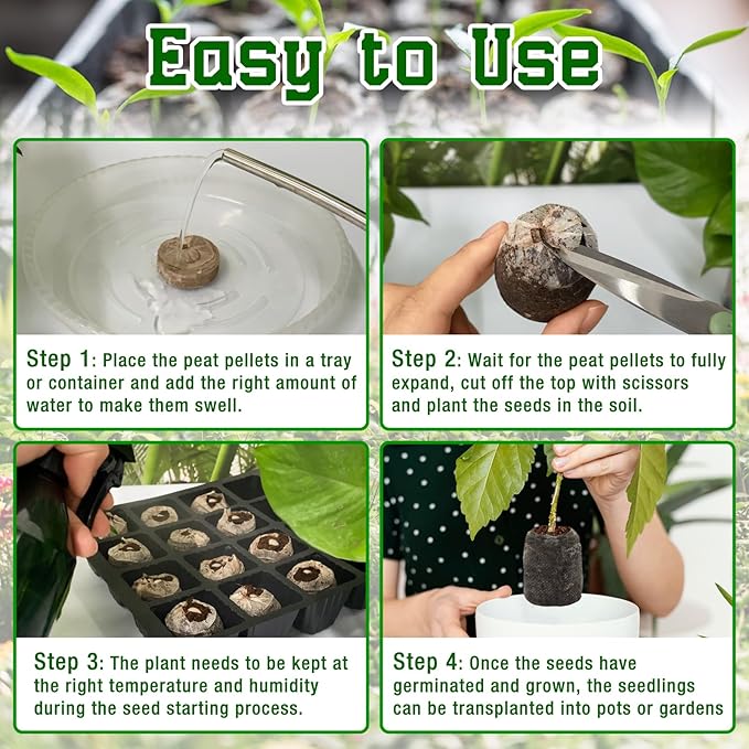 Halatool 100 Pcs 30mm Peat Pellets Block Potting Soil for Seedlings, Compressed Garden Soil Seed Starter Nutrient Peat Pods for Starting Seeds, Planting Flowers, Vegetables, Herbs