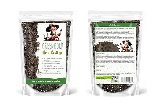 Organic Worm Castings – Earthworm Castings for Plants – Premium Worm Castings Fertilizer for Nutrient-Rich Soil and Healthy Growth (2 QUARTS)