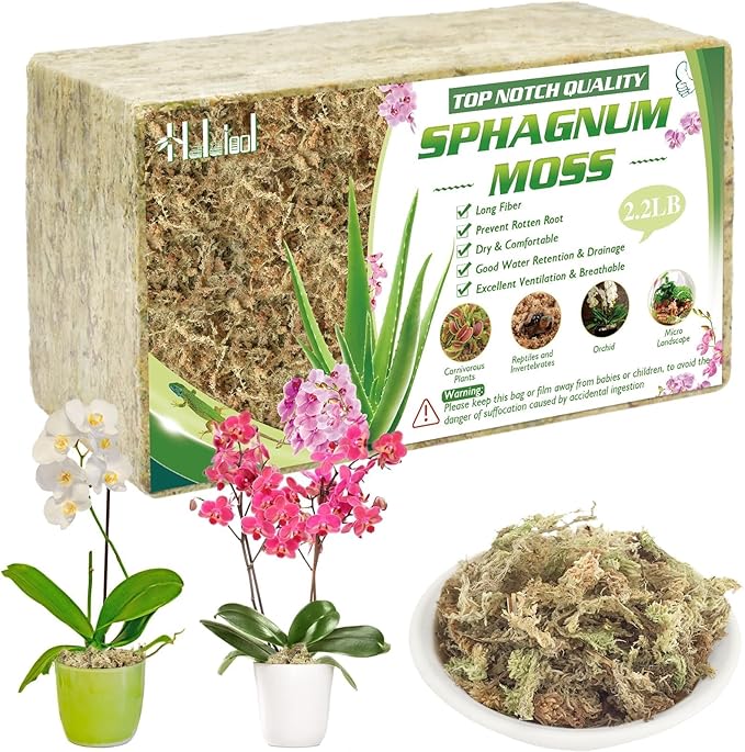 Halatool 2.2LBS Natural Sphagnum Moss for Plants 40 QT Premium Peat Moss Dried Long Fiber Orchid Moss for Orchid Repotting Carnivorous Succulents Garden Flowers Crafts Terrarium and Reptiles