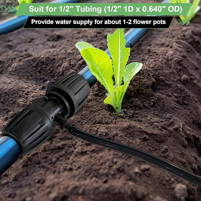 12PCS Barbed Tee 1/2 Inch To 1/4 Inch Irrigation Tubing Fittings, 1/2In (0.63"OD) 16mm to 1/4In Irrigation Tubing Anti-Drop Locked 3 Way Connectors for Drip Irrigation Hose (13mm ID / 4mm ID)