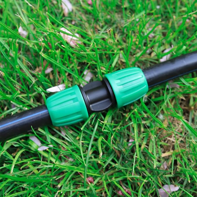 1/2 inch Tubing Straight Coupling(1/2" ID x0.6-0.63" OD) Pond Irrigation Tubing Fittings - Barbed Locked Nuts Connectors (15PCS)