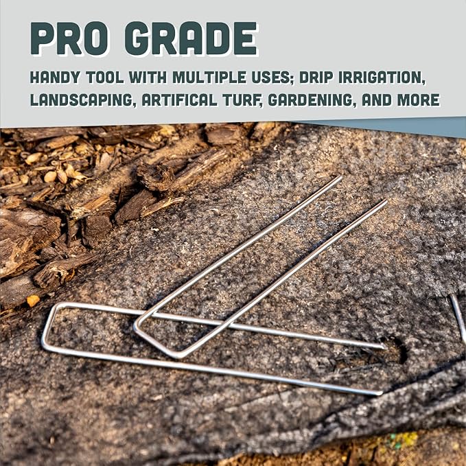 Squirrel Products U Shape Garden Stakes Metal, 6 Inch Landscaping Staples, 11 Gauge Stakes for Landscaping Fabric, 2.9mm 15x2.5x15cm – 200 Pack