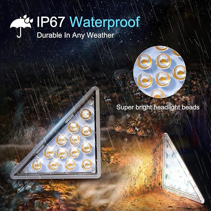 Solar Step Lights 6-pack with Solar Outdoor Stair,Porch,Patio,Yard,Deck & Pathway Adjustable Brightness (Warm White)