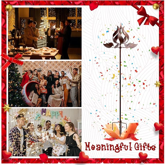 Tulip Wind Spinners Yard Garden - Large Copper Wind Sculptures & Spinners Outdoor Metal, Kinetic Yard Art Windmill Decor for Patio, Lawn (W24 x H73)