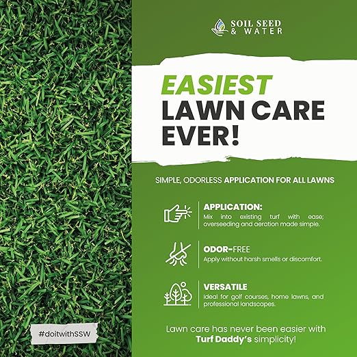 Soil Seed & Water Turf Daddy overseed and Aeration Blend Organic Fertilizer Soil Amendment for Grass, Lawn, Turf and Landscaping - OMRI Listed