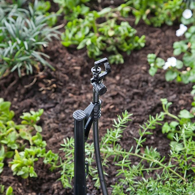 Raindrip A184010B, Adjustable Flow Micro Sprinkler, Full-Circle Pattern, Rotary Spray, with 10-32 Threaded Inlet, Drip Irrigation Emitters for Drip Irrigation Gardening Systems, 10-Pack, Black