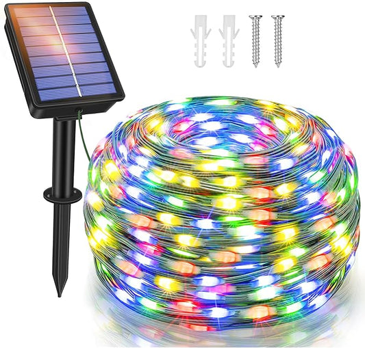 Ollny Solar String Lights Outdoor, 40FT 120LED Solar Fairy Lights, 8 Modes IP67 Waterproof Solar Light for Outside Yard Garden Patio Camping Wedding(Multicolor)