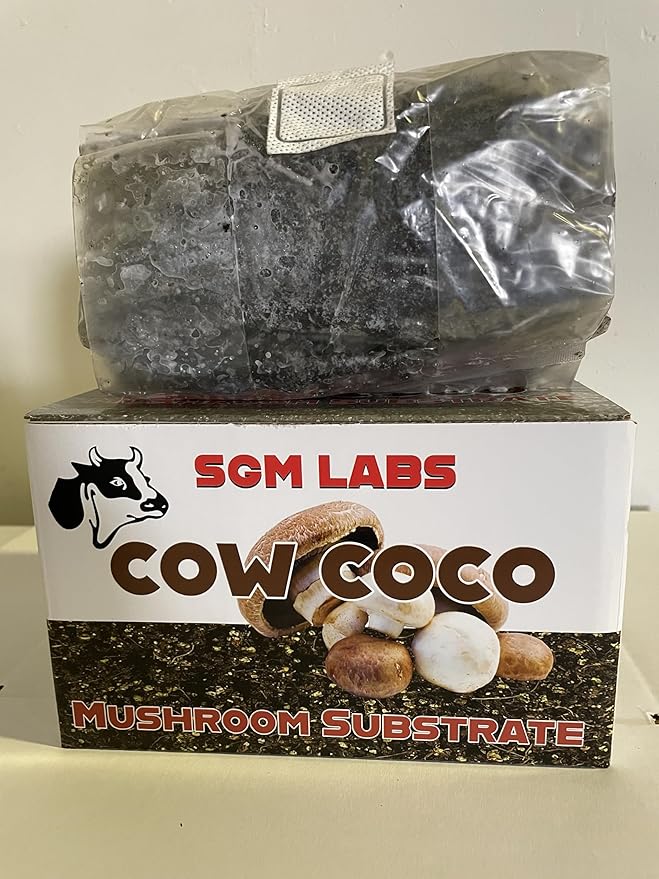 5 LBS Coco Mushroom Substrate with Added Cow Manure, Brown, 5lbcowcocosubstrate