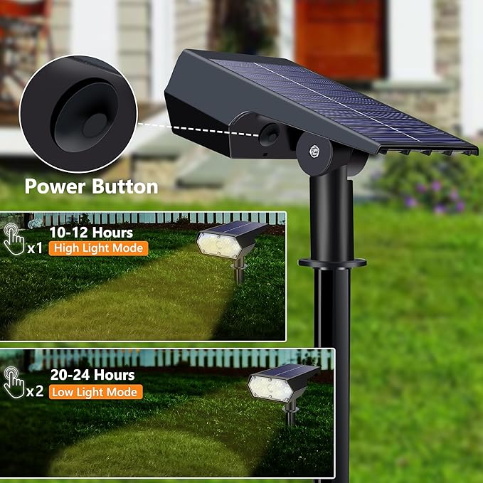 Solar Spot Light Outdoor, 49 LED Lights for Outside, 2 Modes Solar Powered Spotlights, Waterproof Pathway Light for Garden Yard Walkway Driveway Landscape Decorations (4 Pack-Warm White)