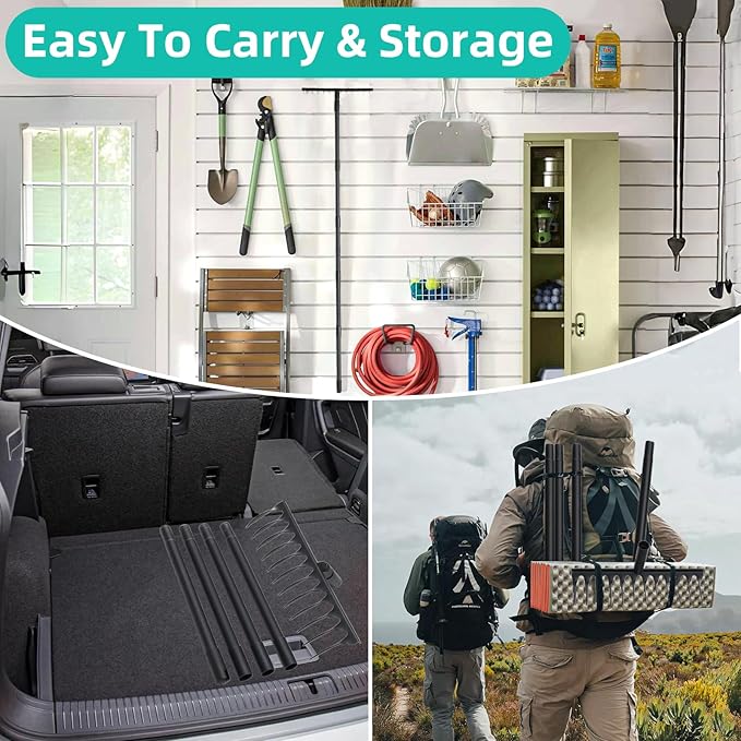 60 Inch Rake for Gardening Leveling Rake Heavy Duty Rake Tool with 12 Tines Adjustable Long Handle Thatch Rake for Loosening Soil Leveling Mulch Gathering Leaves, Black